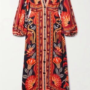Red Nature Beauty Scarf Maxi-Dress NWT